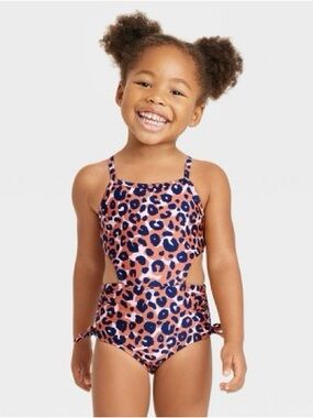 Cat & Jack | Leopard Print Side Cutout One Piece Swimsuit | Size 4T